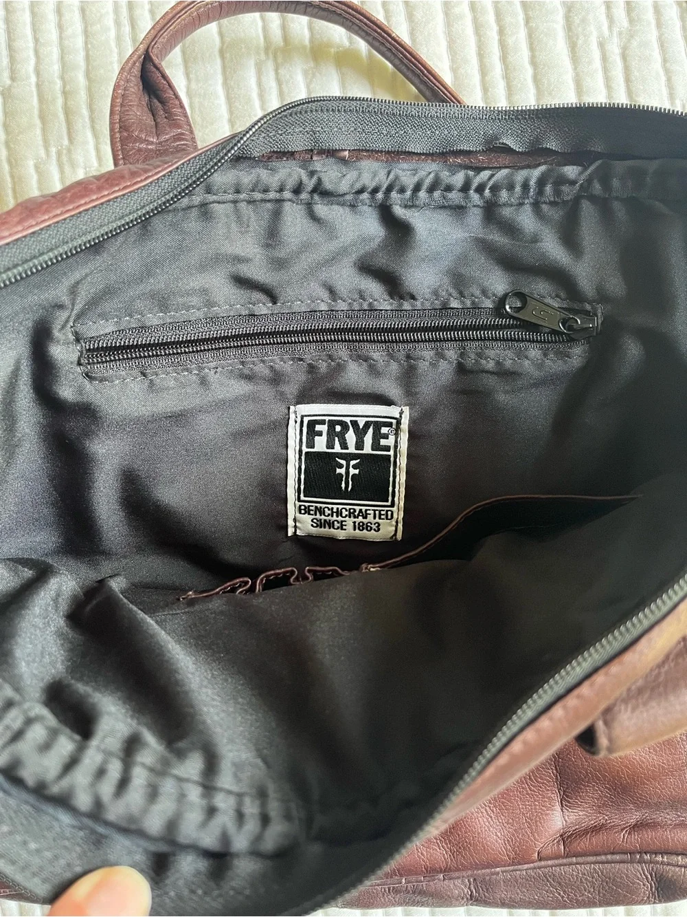 Frye Leather Briefcase Computer Shoulder Bag - Dark Brown